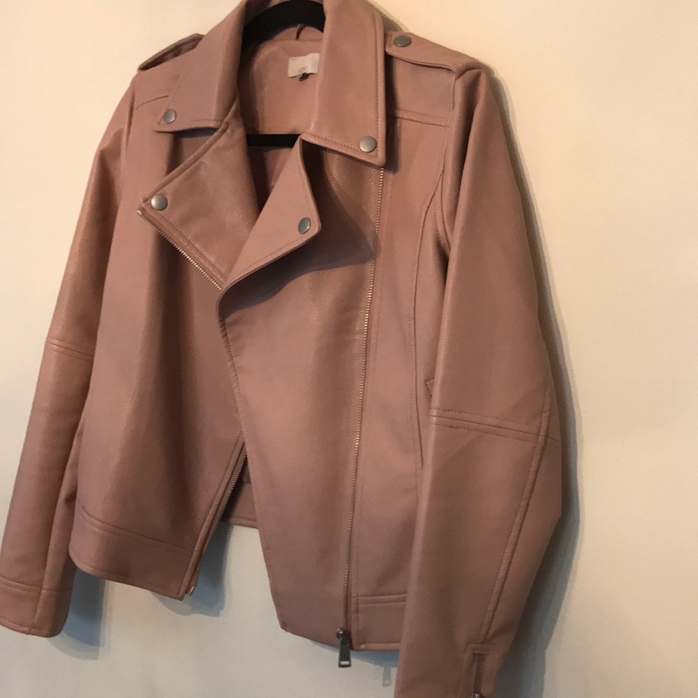 LOFT moto jacket in dusty pink pleather 2
